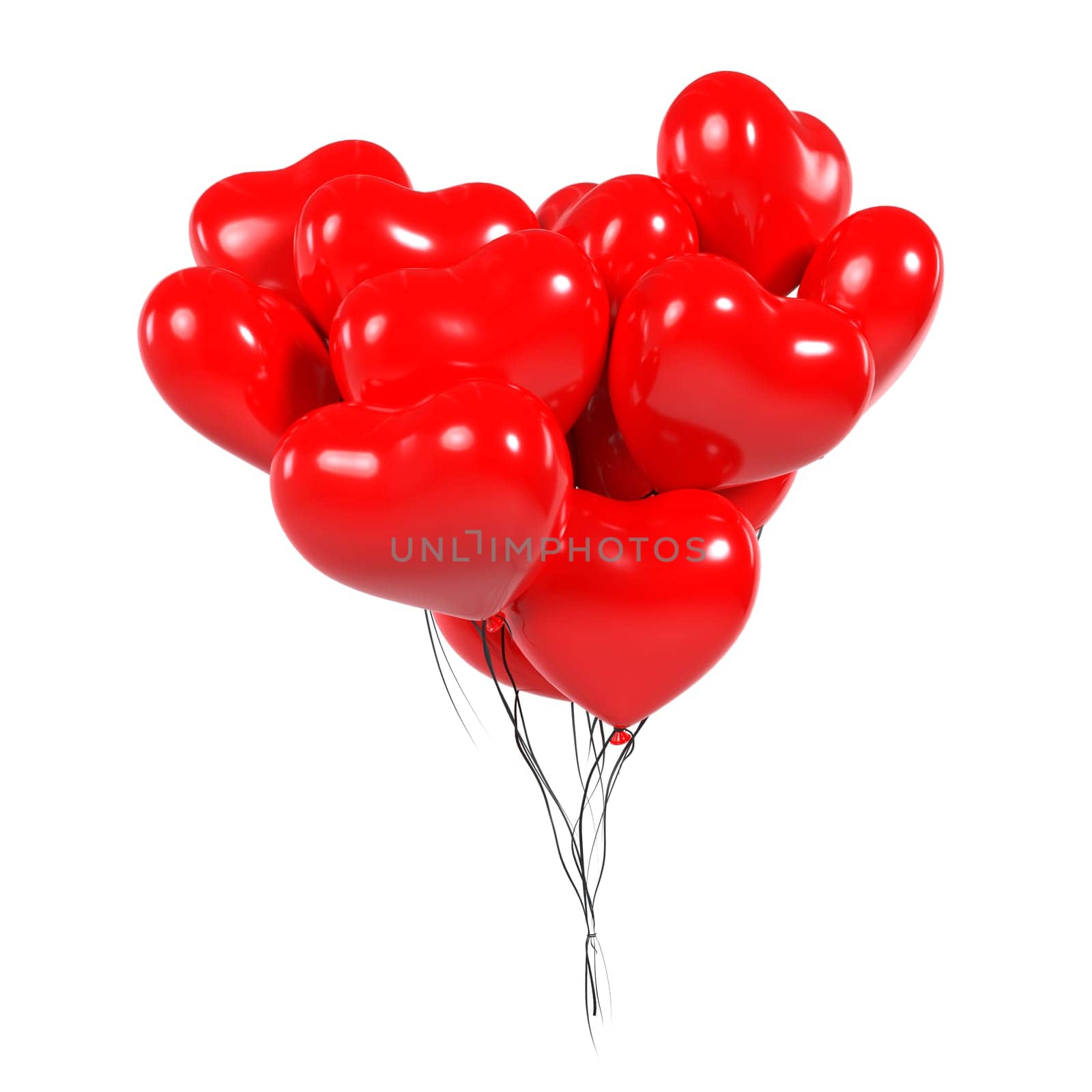 Red Balloons isolated on white background. High quality 3d illustration