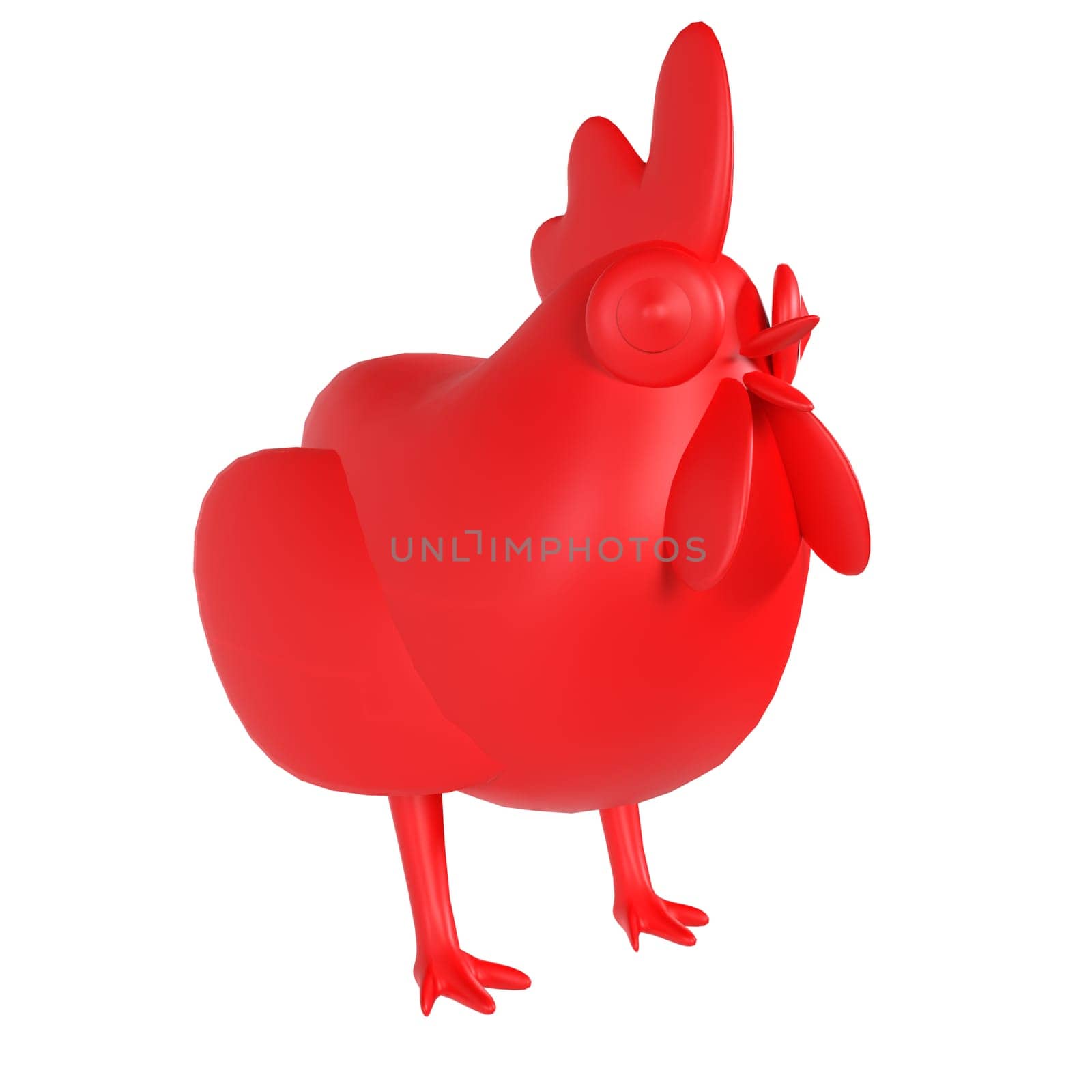 Chicken isolated on white background. High quality 3d illustration