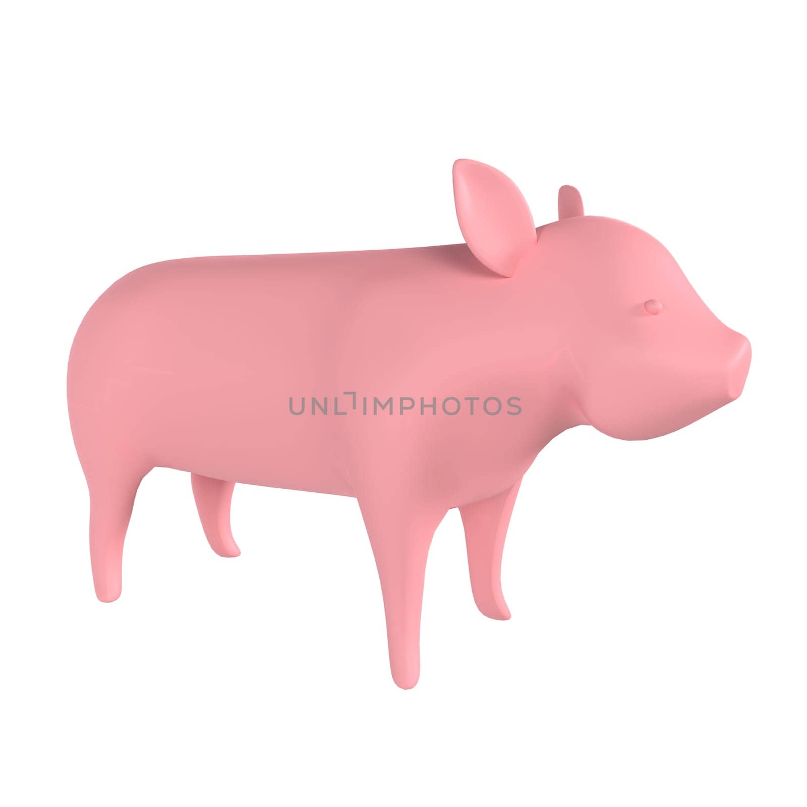 Pig isolated on white background. High quality 3d illustration