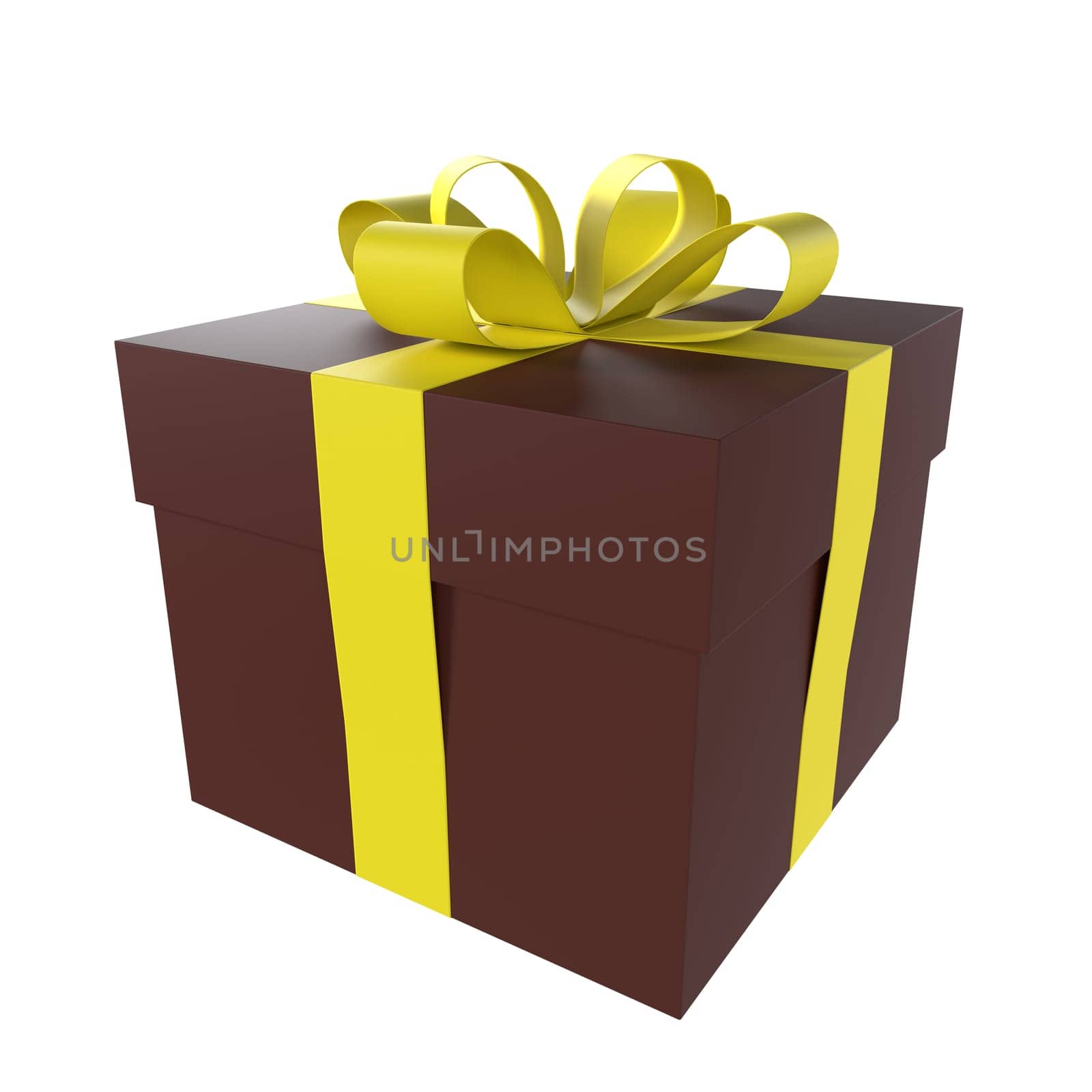 Brown Gift Box isolated on white background. High quality 3d illustration