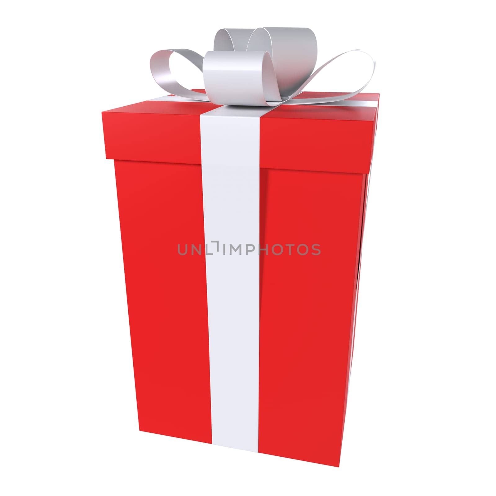 Red Gift Box isolated on white background. High quality 3d illustration