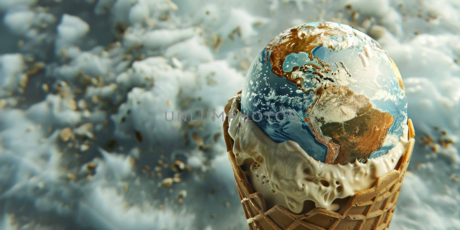 Earth, represented in an ice cream cone, as a creative concept by Kadula