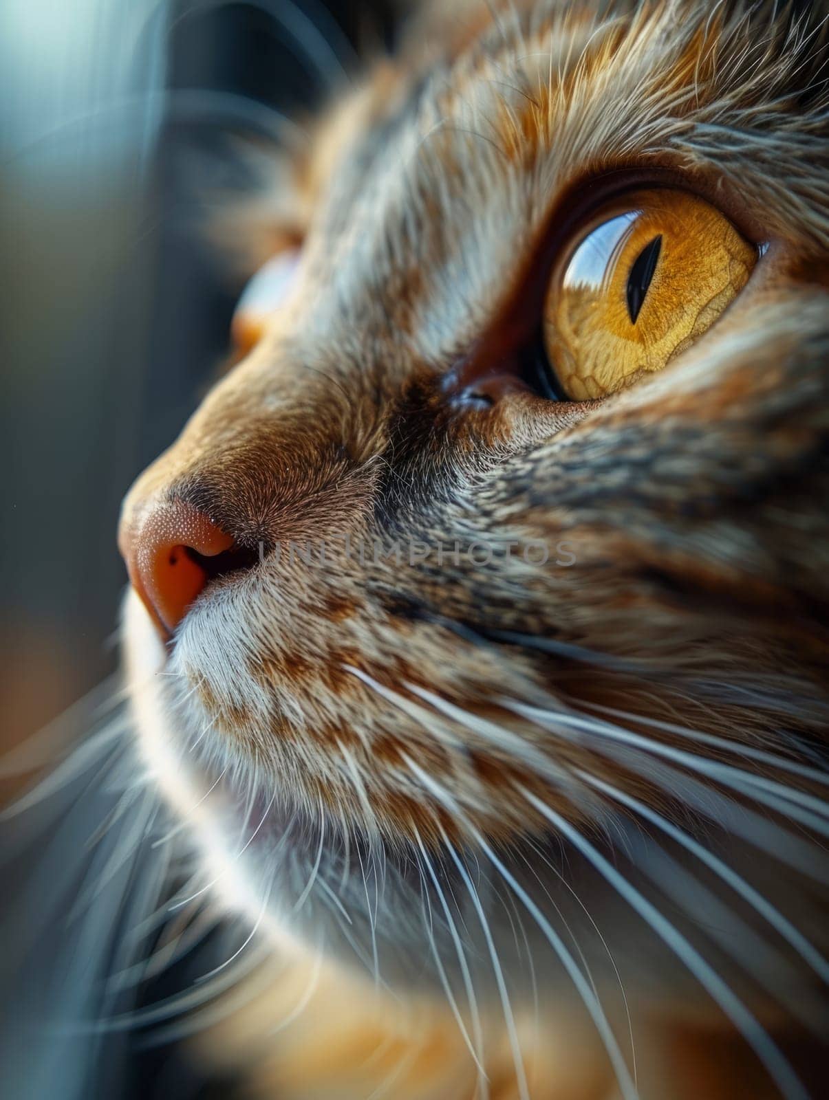 Macro cat's eye close up. Cute pet is watching and looking at camera. Ai generated