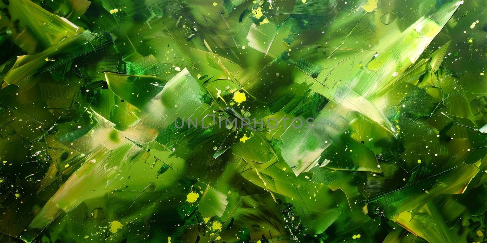 Green leaves in abstract pattern creating lush green background