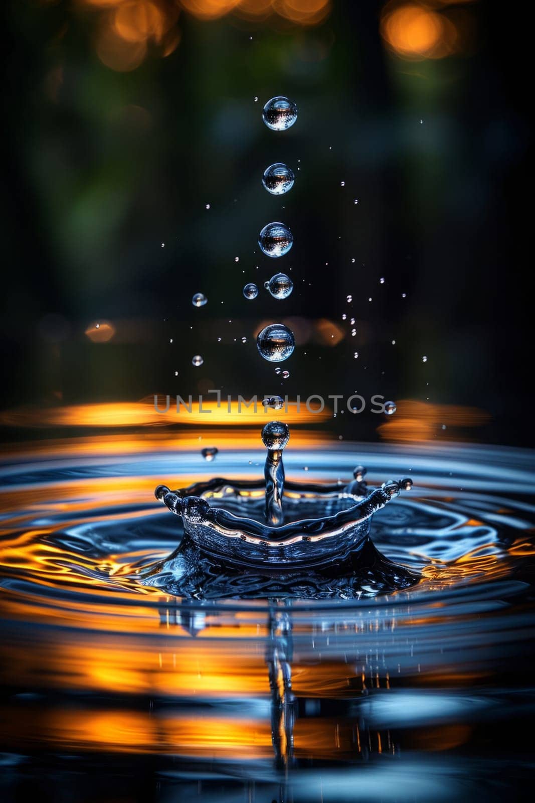 Falling Water Drop Macro Shot. Abstract Vertical Water Background by iliris