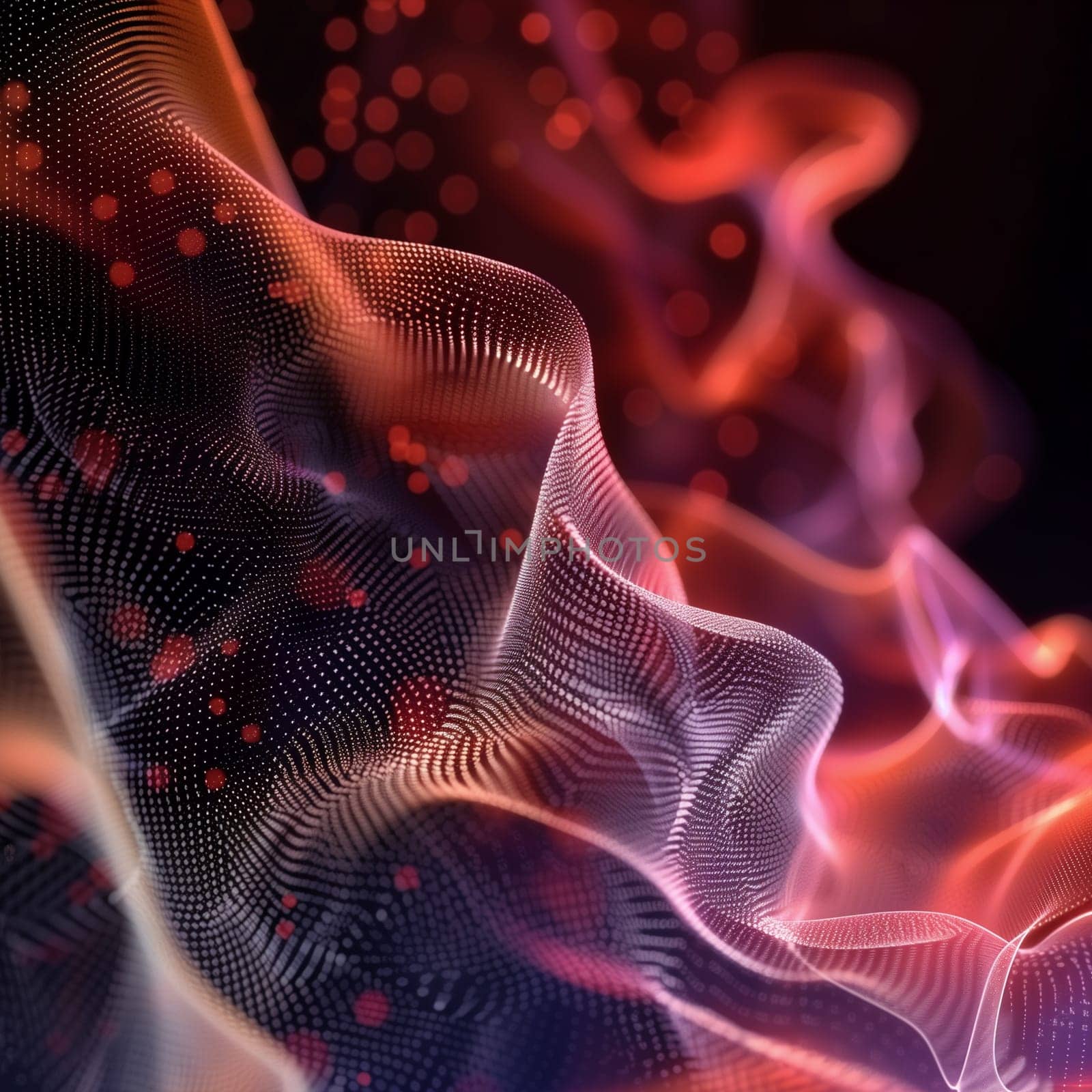 A blurred wave in shades of red and pink, creating a dynamic and abstract image.