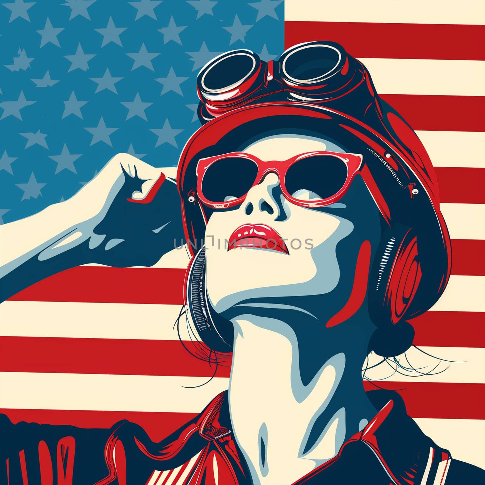 Woman Wearing Goggles and American Flag Hat by Sd28DimoN_1976