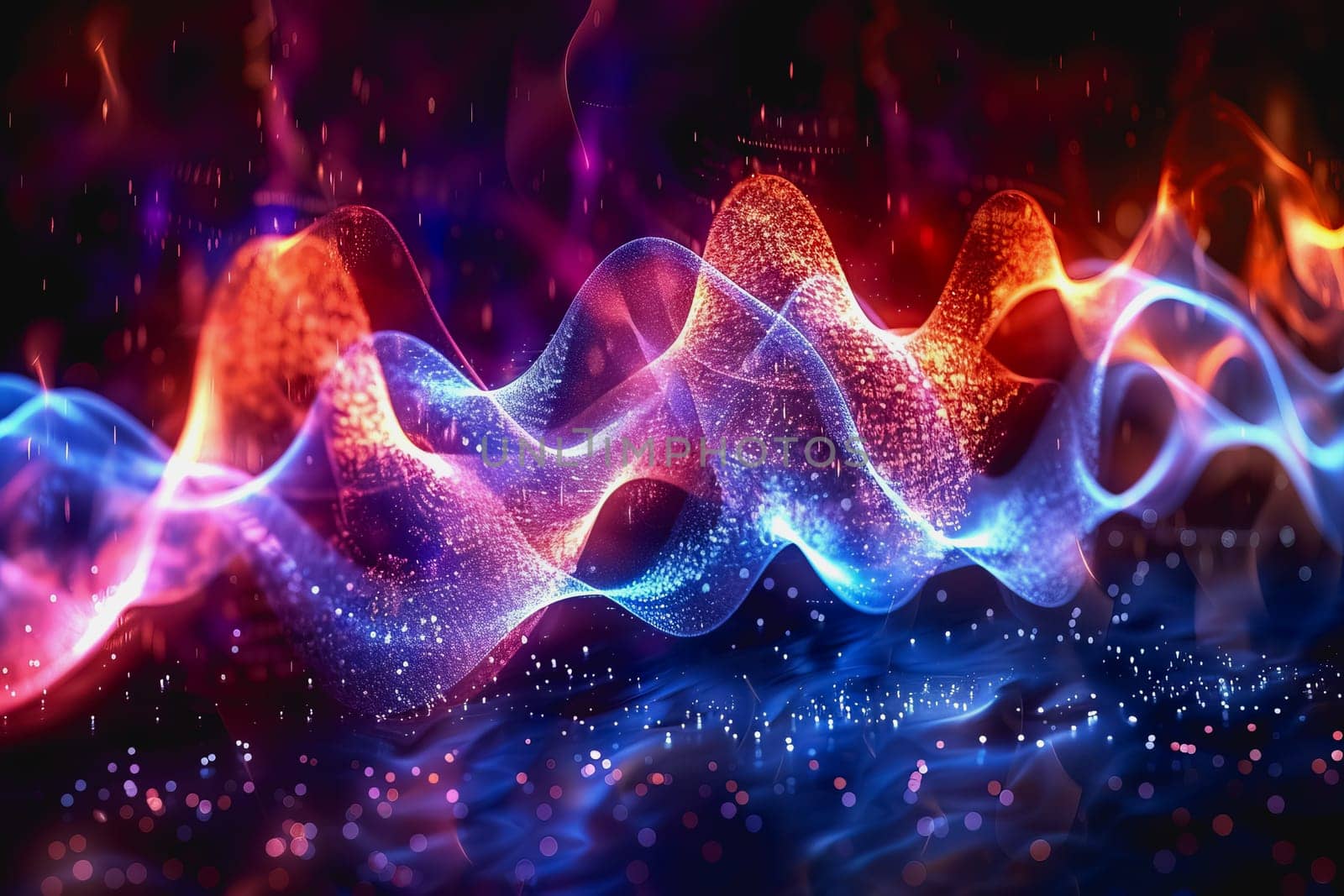 digital matrix data waveform on music dynamic wave abstract concept. by Manastrong