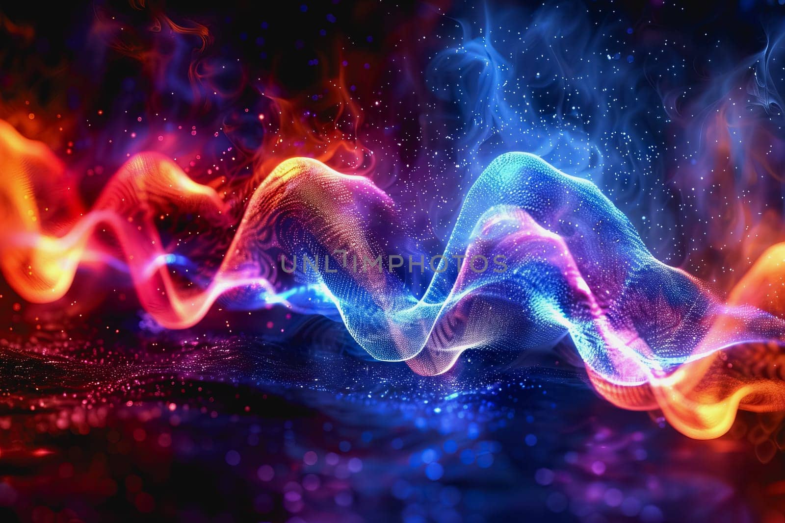 digital matrix data waveform on music dynamic wave abstract concept. by Manastrong