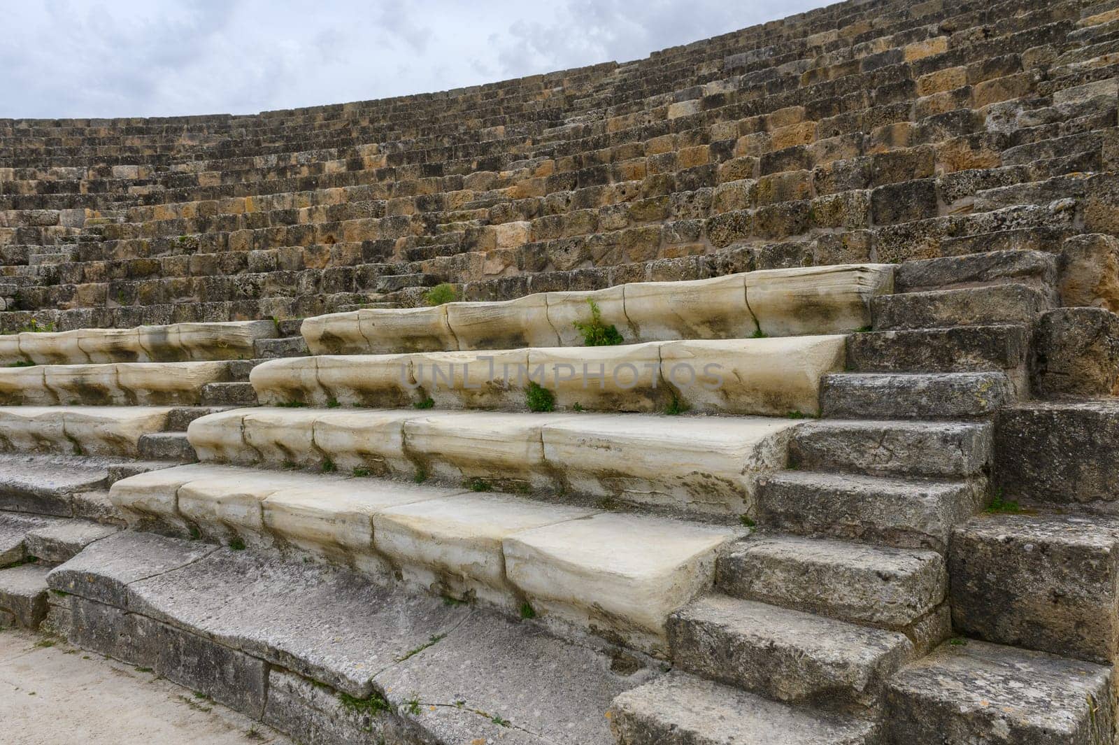 amphitheater in an ancient ruined city, reconstruction, restoration