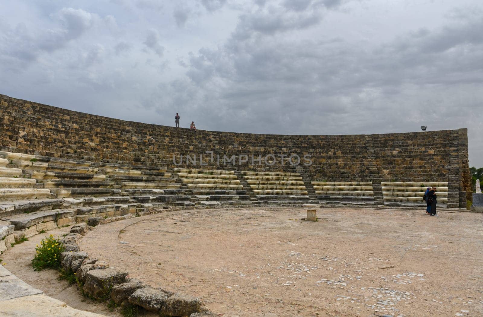 Salamis, Cyprus - April 16, 2024 amphitheater in an ancient ruined city, reconstruction, restoration by Mixa74