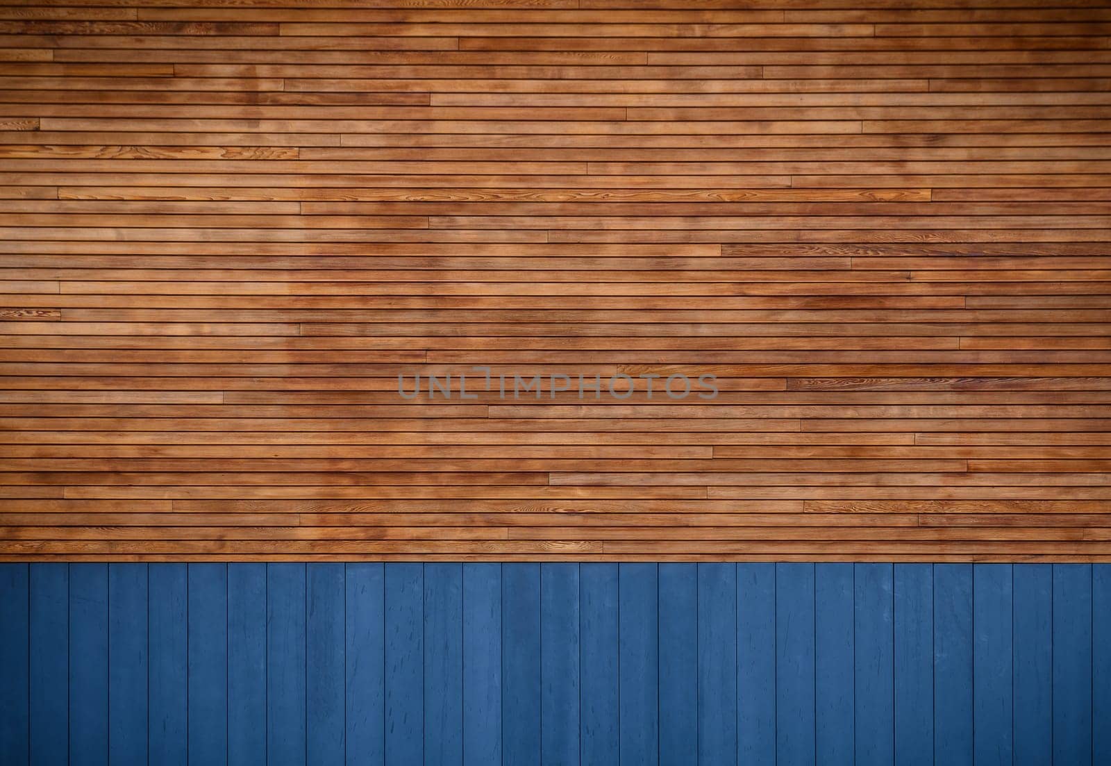 blue metal siding and wooden boards on the facade as a background 2 by Mixa74