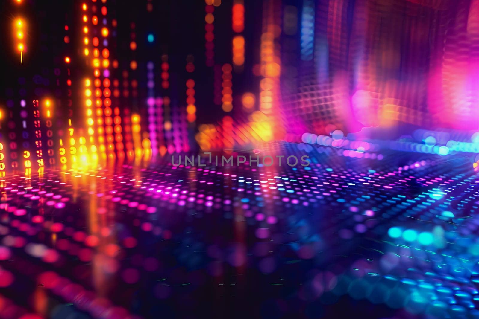 digital matrix data waveform on music dynamic wave abstract concept. by Manastrong