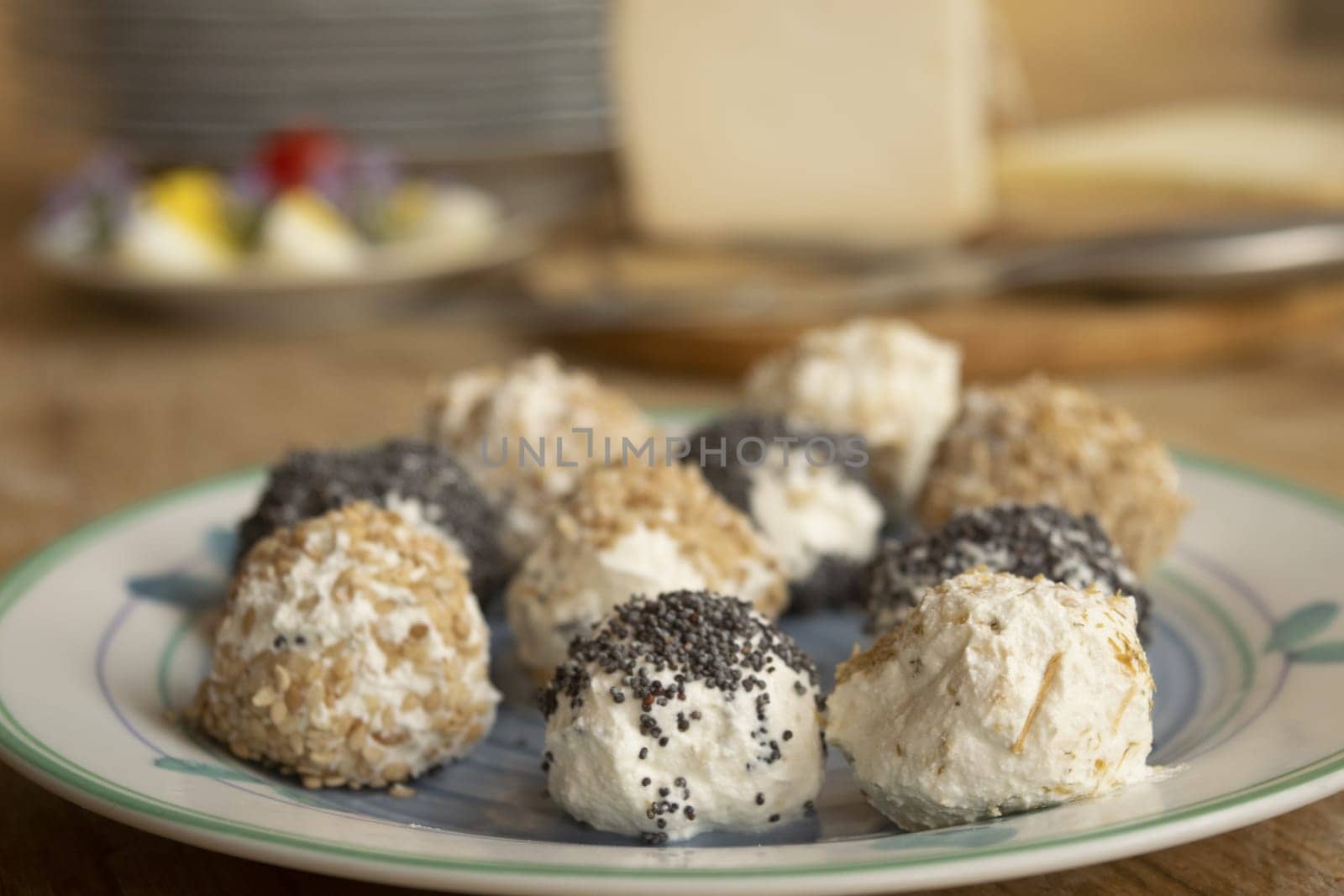 appetizer of ricotta meatballs with various spices