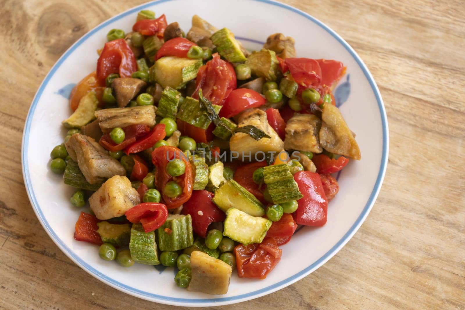 colored and baked ratatouille with variety of vegetables