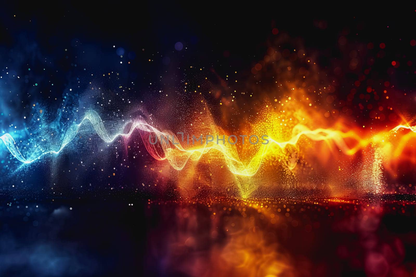 digital matrix data waveform on music dynamic wave abstract concept. by Manastrong