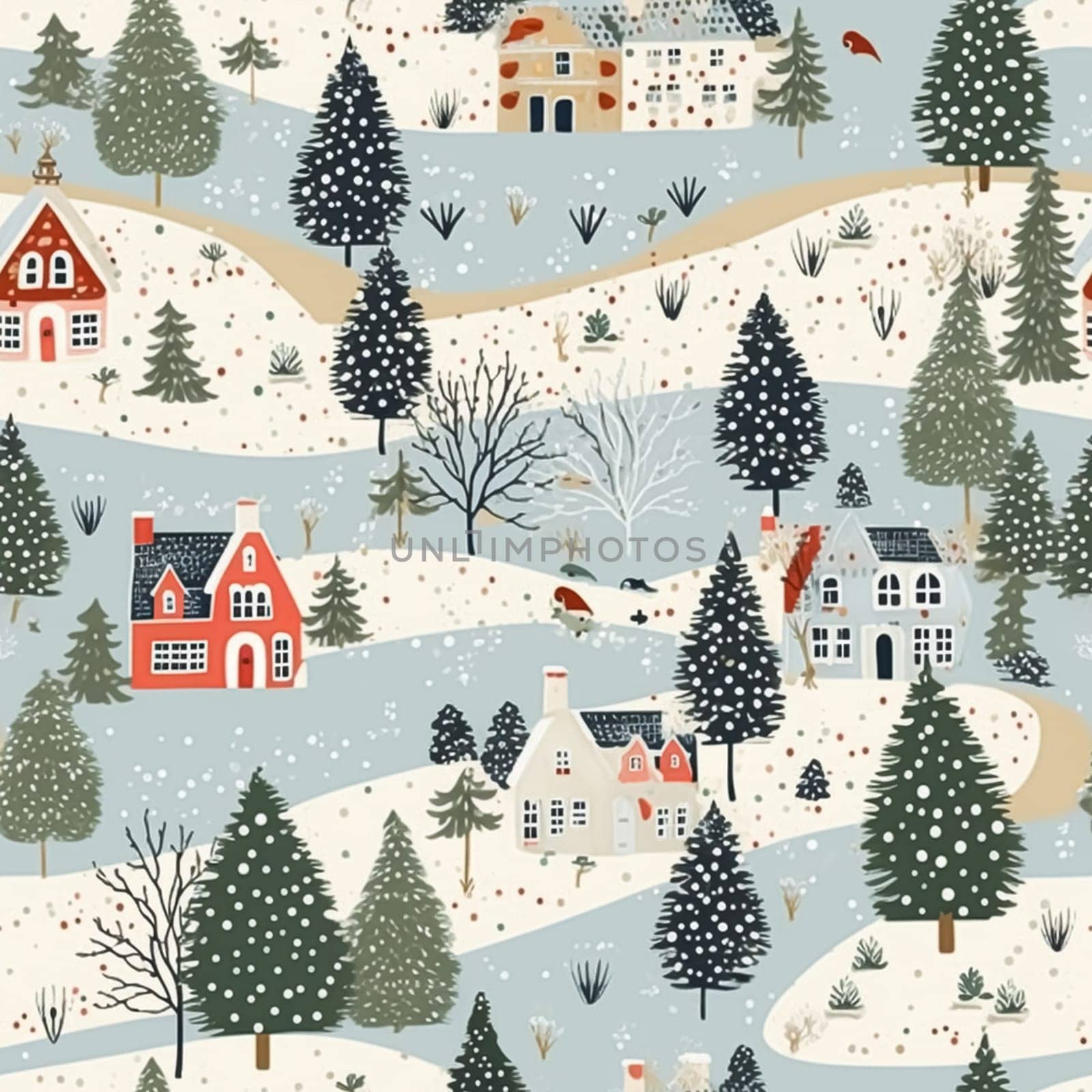 Seamless pattern, tileable Christmas holiday country dots print, English countryside cottage for wallpaper, wrapping paper, scrapbook, fabric and product design by Anneleven