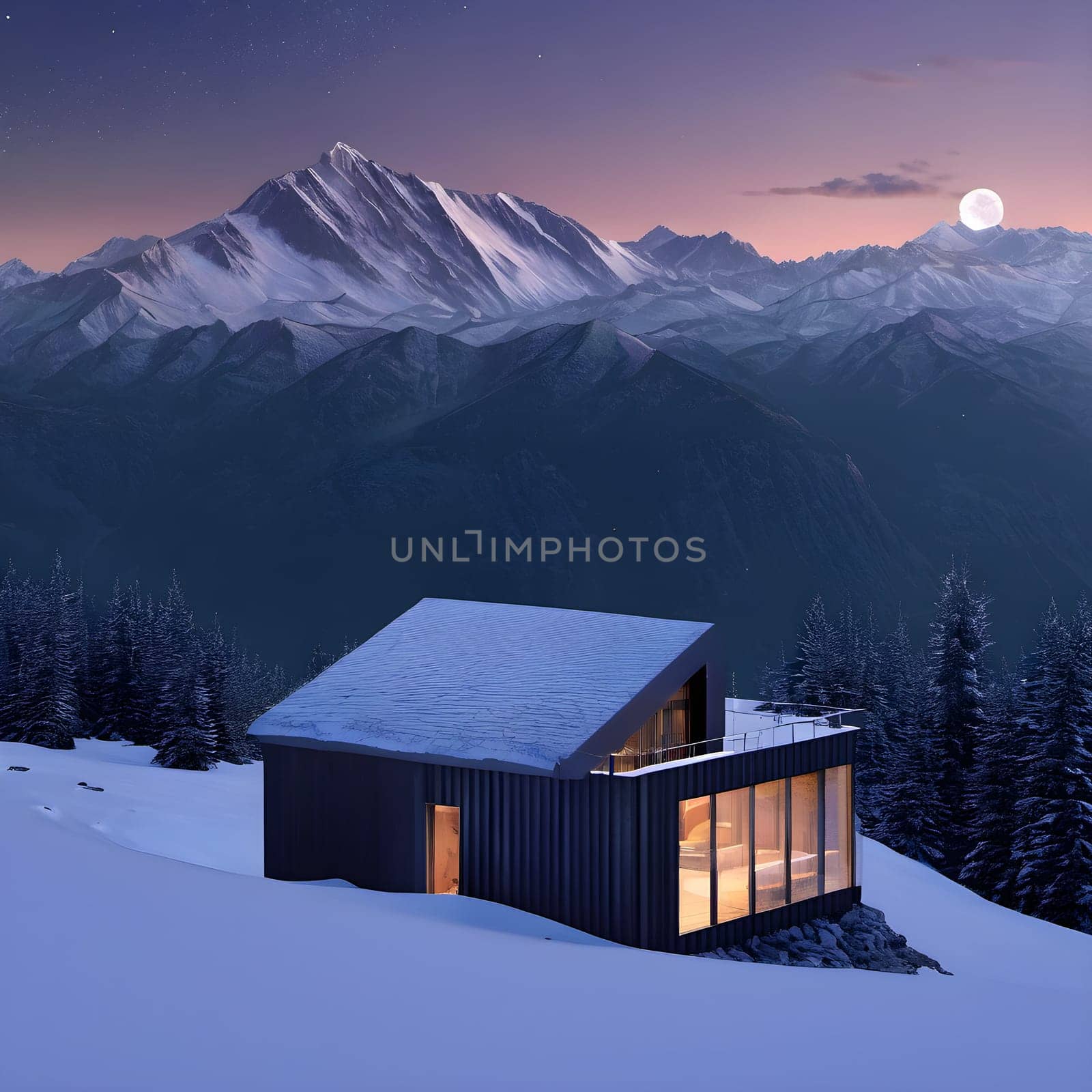 Alpine Escapes Cozy Cabins in Snowy Mountain Landscapes by Petrichor