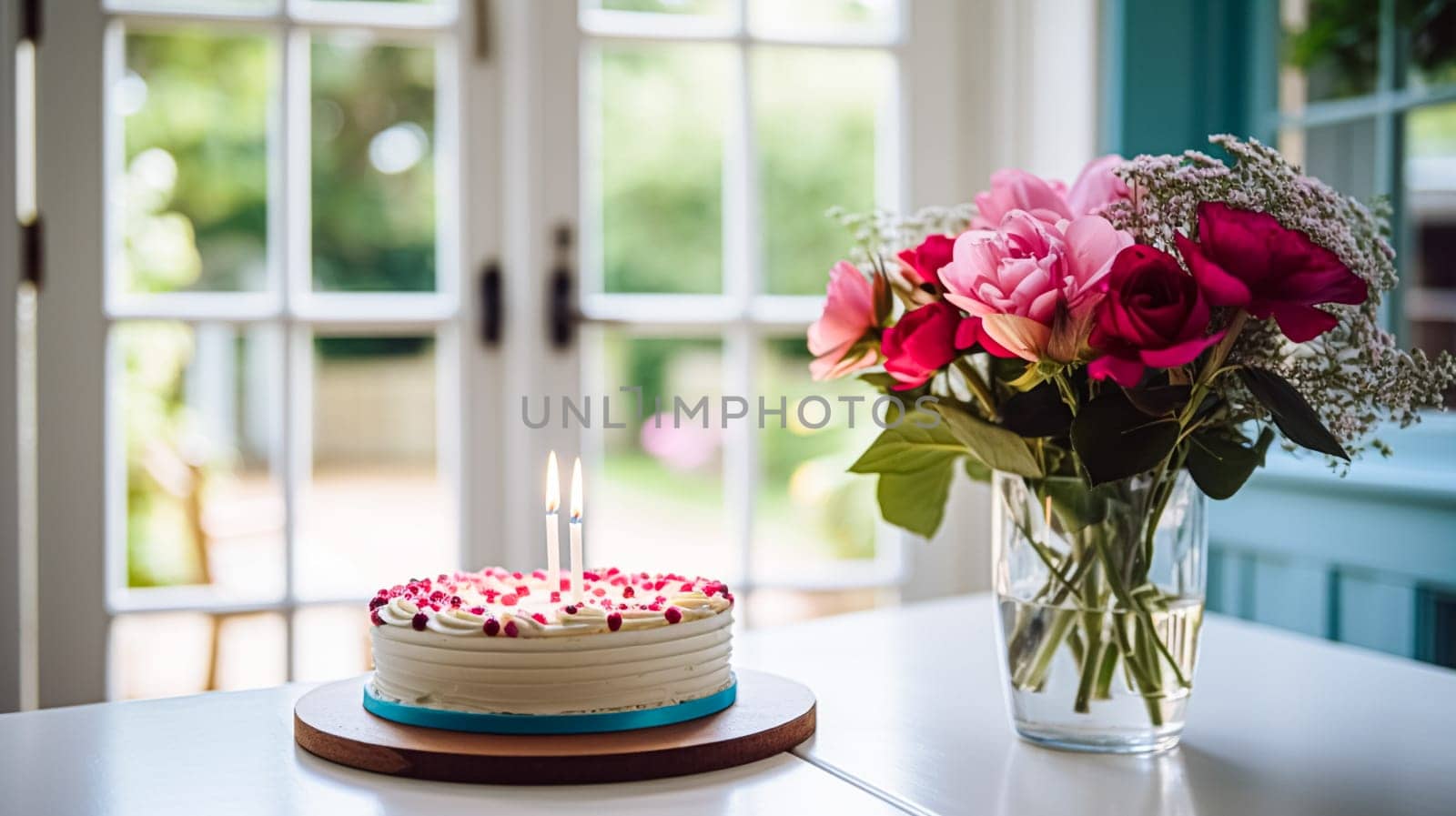 Homemade birthday cake in the English countryside house, cottage kitchen food and holiday baking recipe by Anneleven