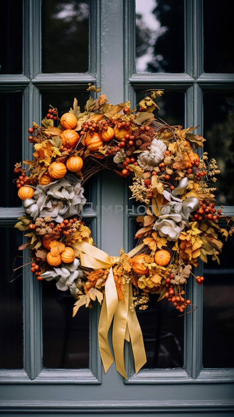 Autumn wreath decoration, autumn holiday season in the English countryside style, botanical autumnal decor by Anneleven