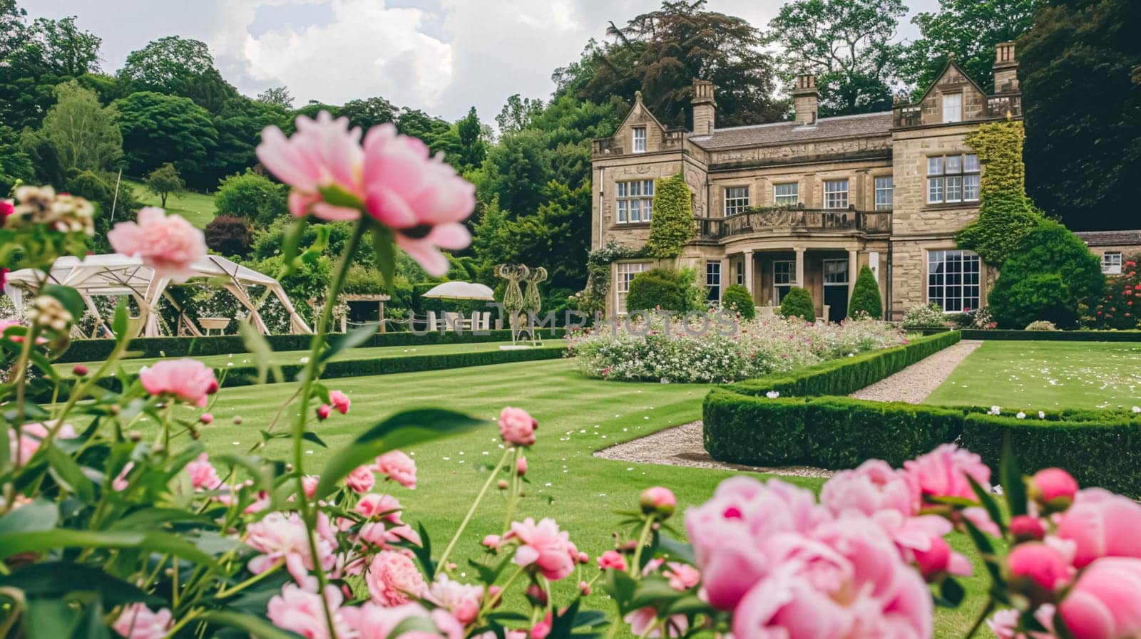 Wedding decoration with peonies, floral decor and event celebration, peony flowers and wedding ceremony in the garden, English country style