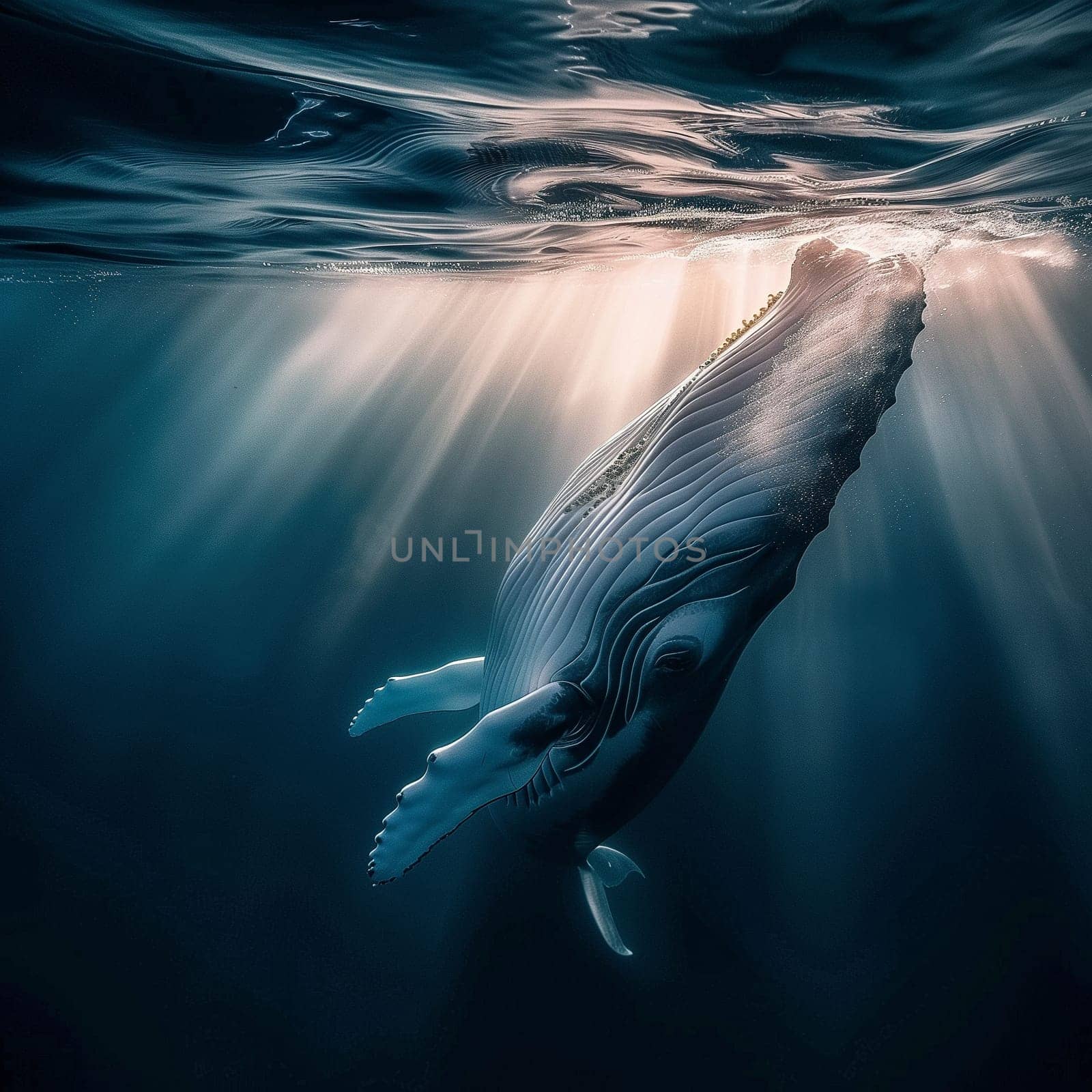 A stunningly beautiful whale in the ocean at sunset by NeuroSky