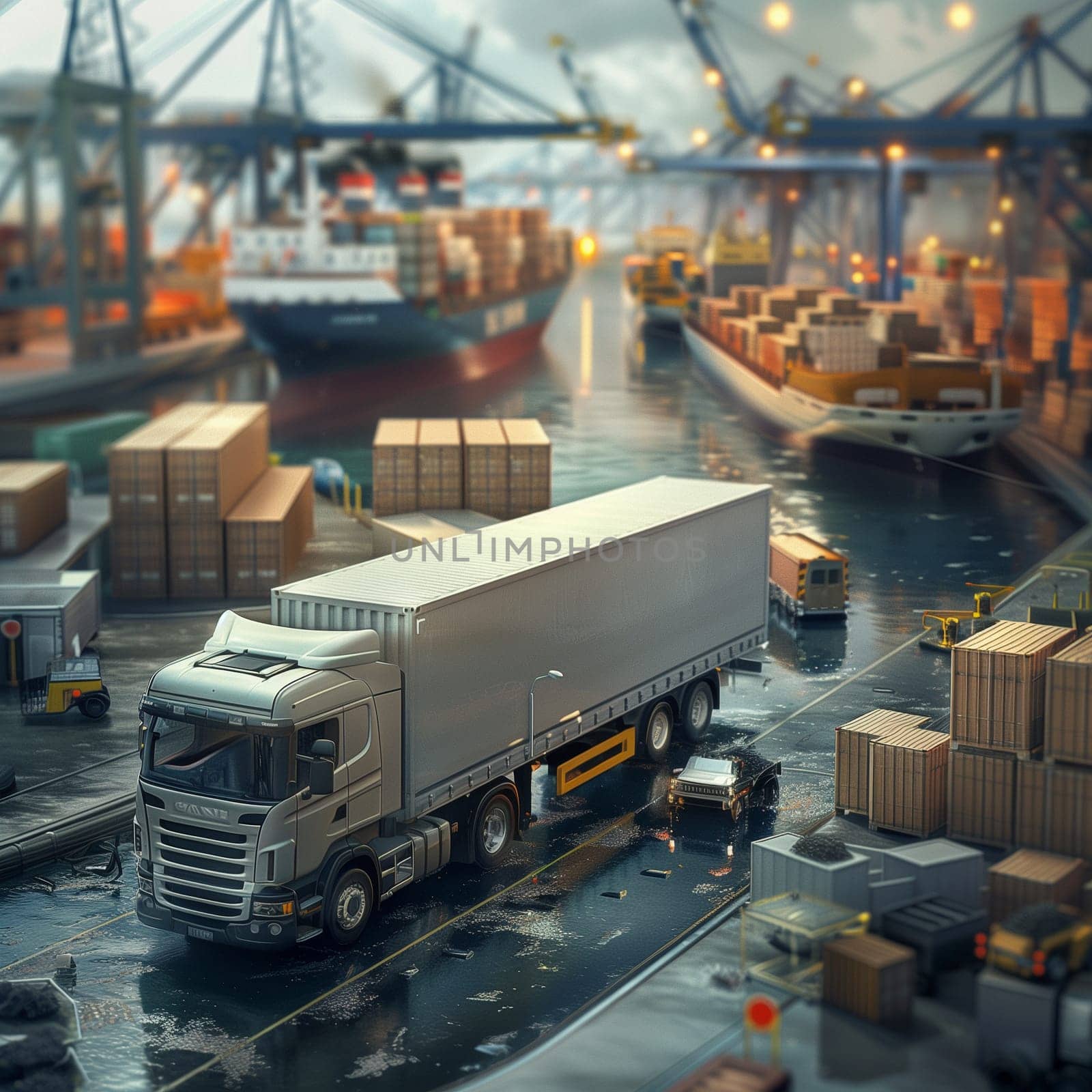 Transportation and the concept of logistics transportation. Trucks, ships, planes, logistics of cargo delivery by NeuroSky