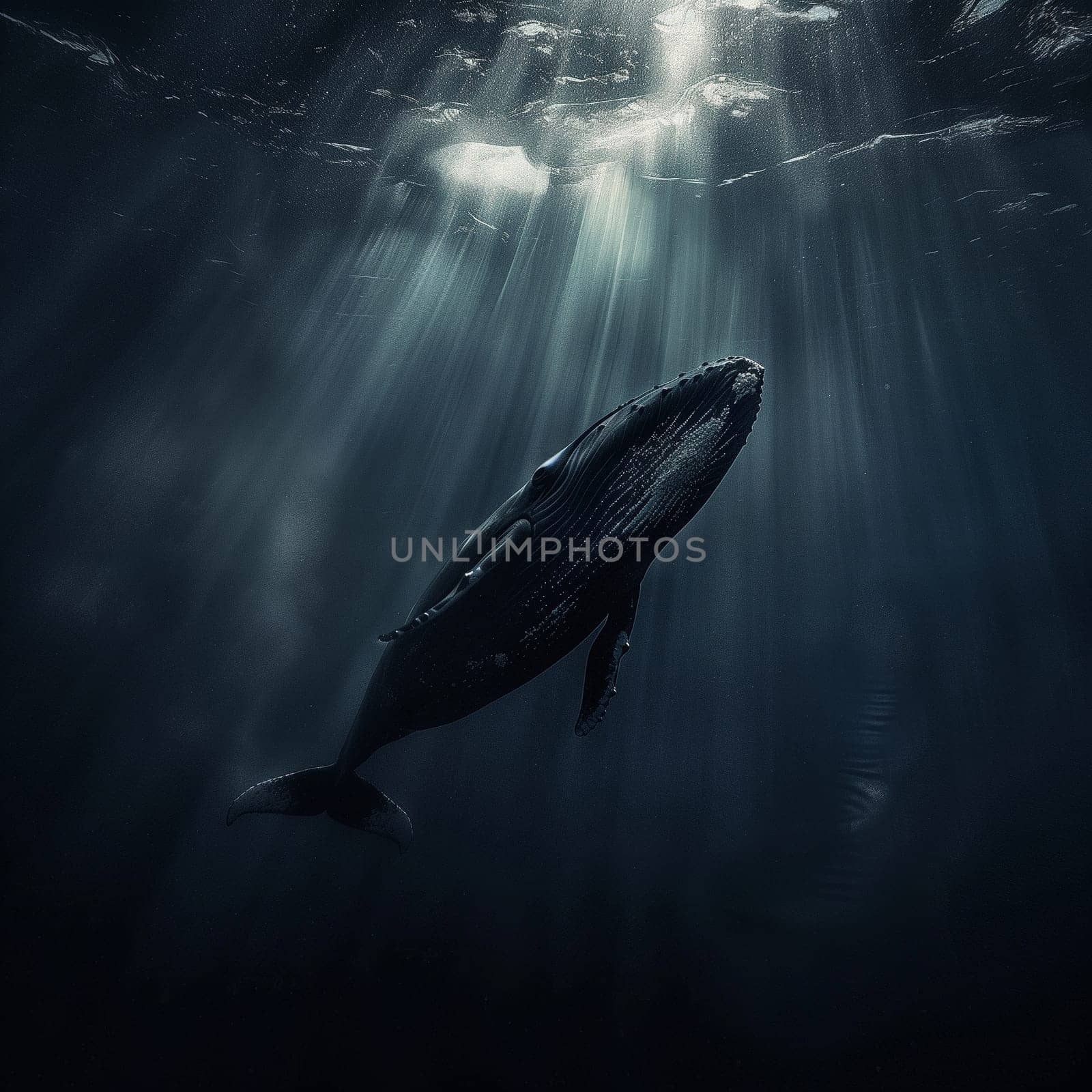 A stunningly beautiful whale in the ocean at sunset by NeuroSky