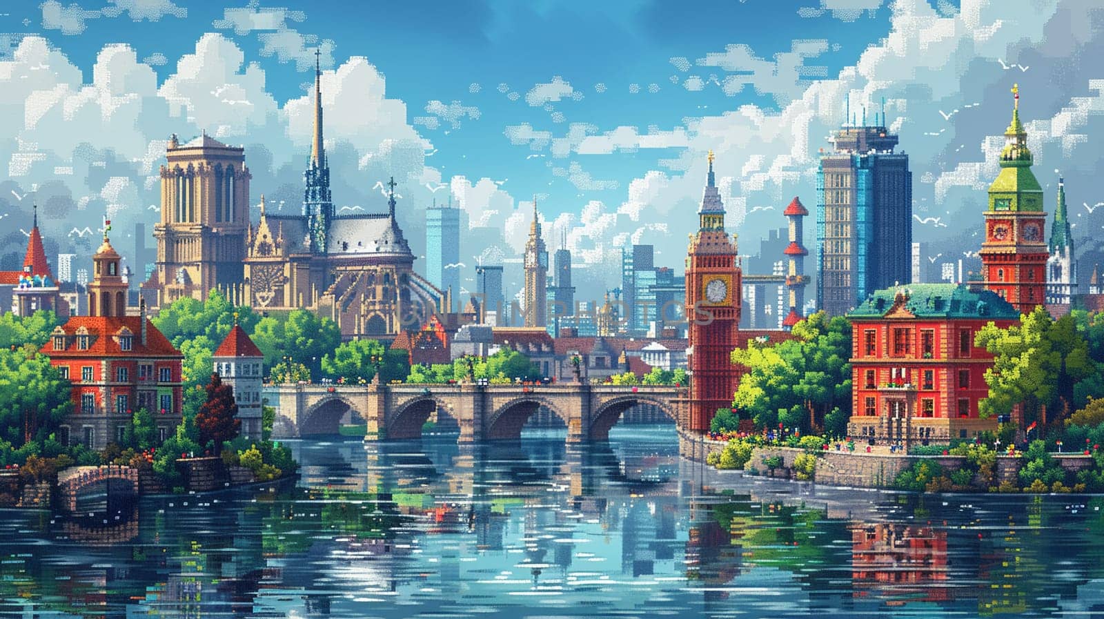 Pixelated World Landmarks for a Global Travel Game, Famous structures reduce to pixels, blurring a pixel tourist's bucket list.