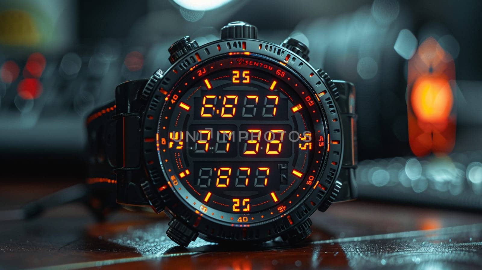 Retro Digital Watch Face with Pixelated Time Display The numbers blur into digital segments by Benzoix