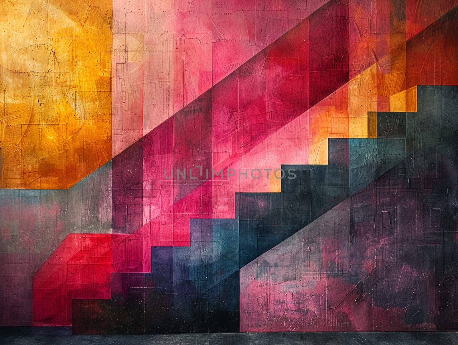 Abstract Geometric Pixel Art for Modern Decor Sharp angles and forms blur into a grid by Benzoix