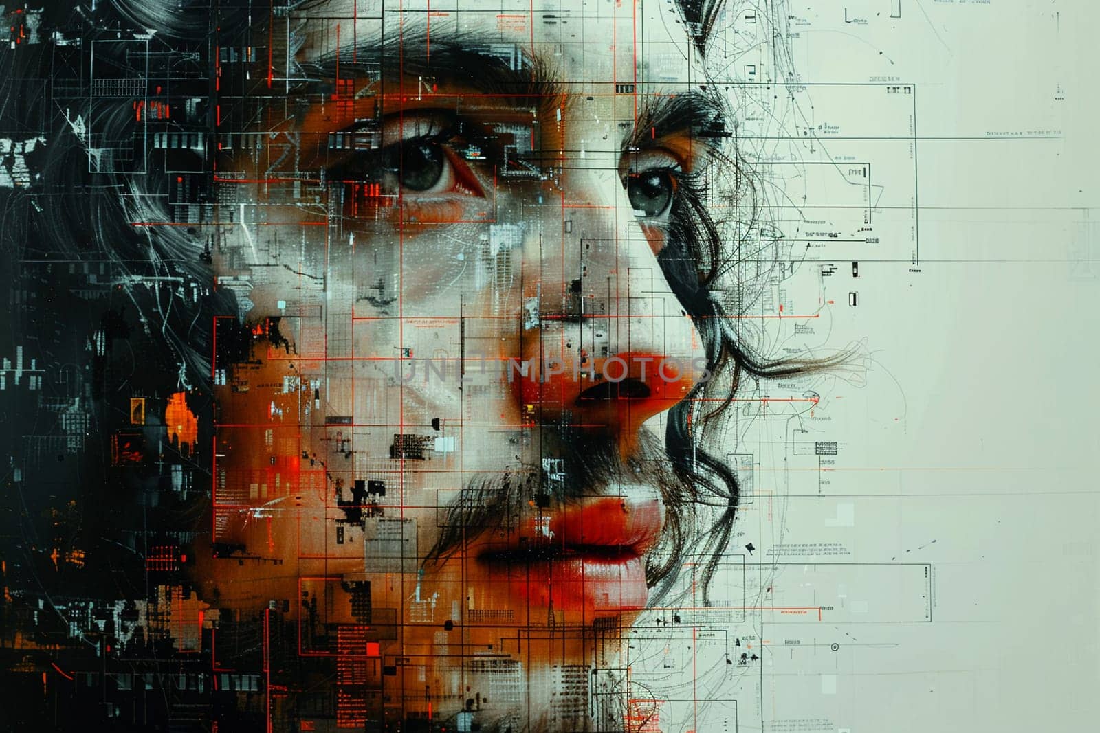 Pixelated Portrait of an Iconic Historical Figure, The face blurs into a grid, creating a homage that bridges digital and traditional.