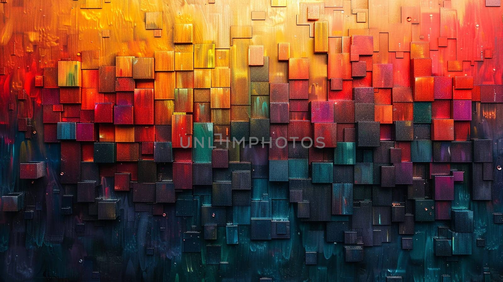 Abstract Pixel Art Background with Vibrant Mosaic, Colorful squares merge into a tapestry of digital artistry and nostalgia.