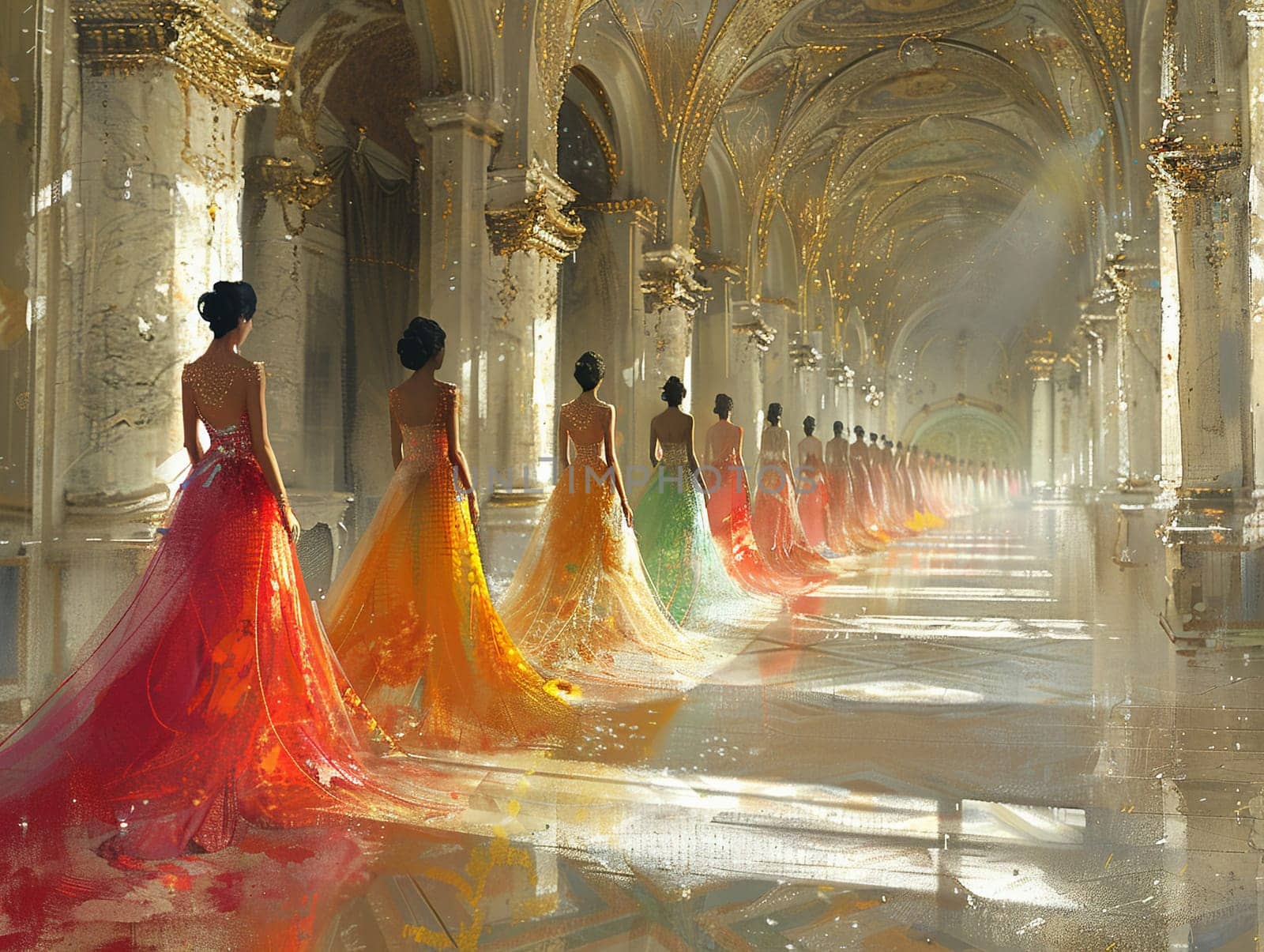 Fashion show runway in a grand palace by Benzoix