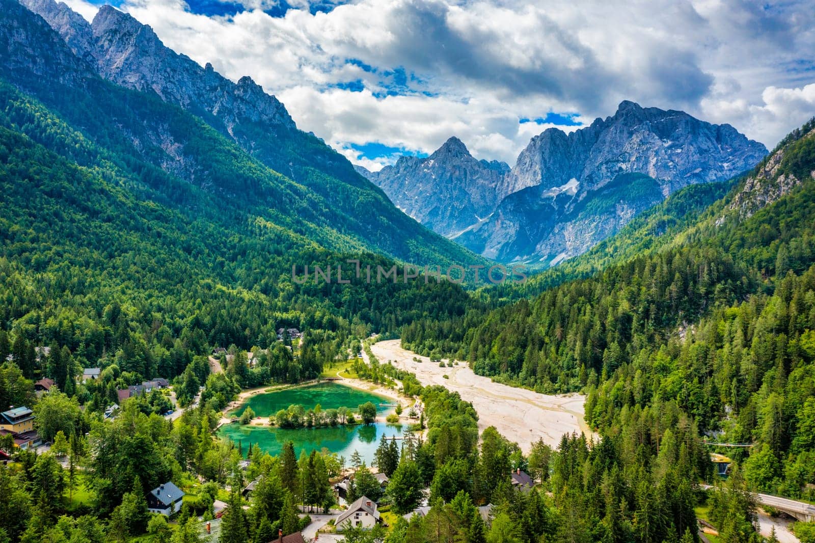 Jasna lake with beautiful mountains. Nature scenery in Triglav national park. Location: Triglav national park. Kranjska Gora, Slovenia, Europe. Mountain lake Jasna in Krajsnka Gora, Slovenia. 