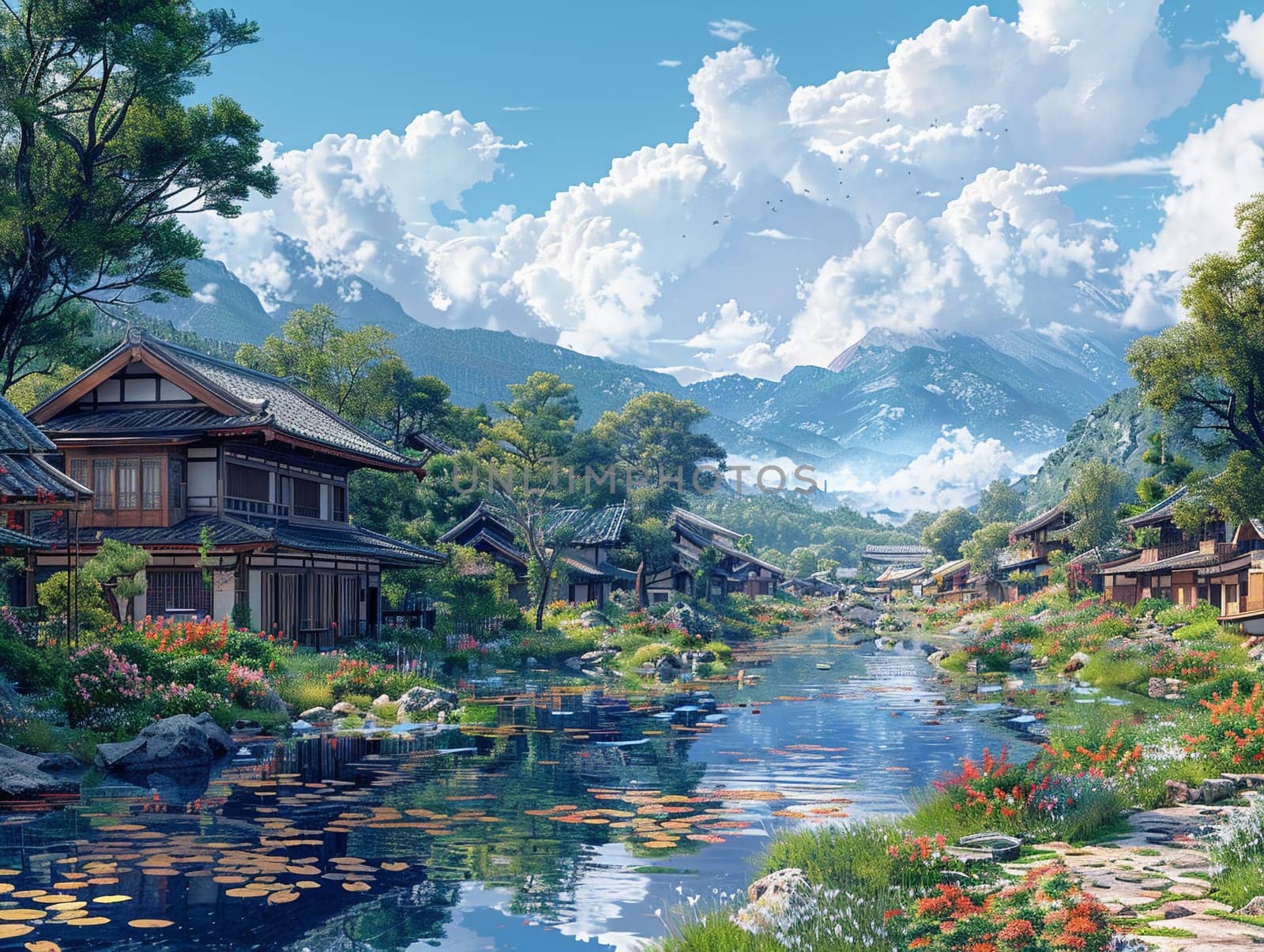 Digitally created image of a peaceful village by Benzoix