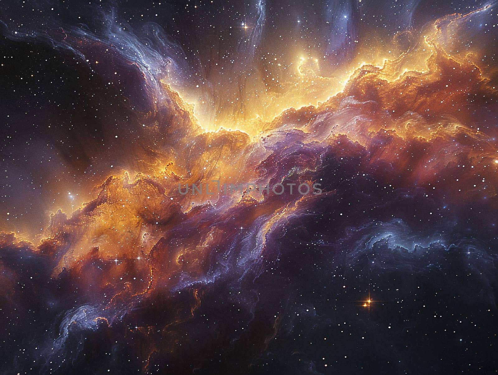 Star-filled galaxy with nebulae and celestial bodies, captured in a breathtaking digital painting.