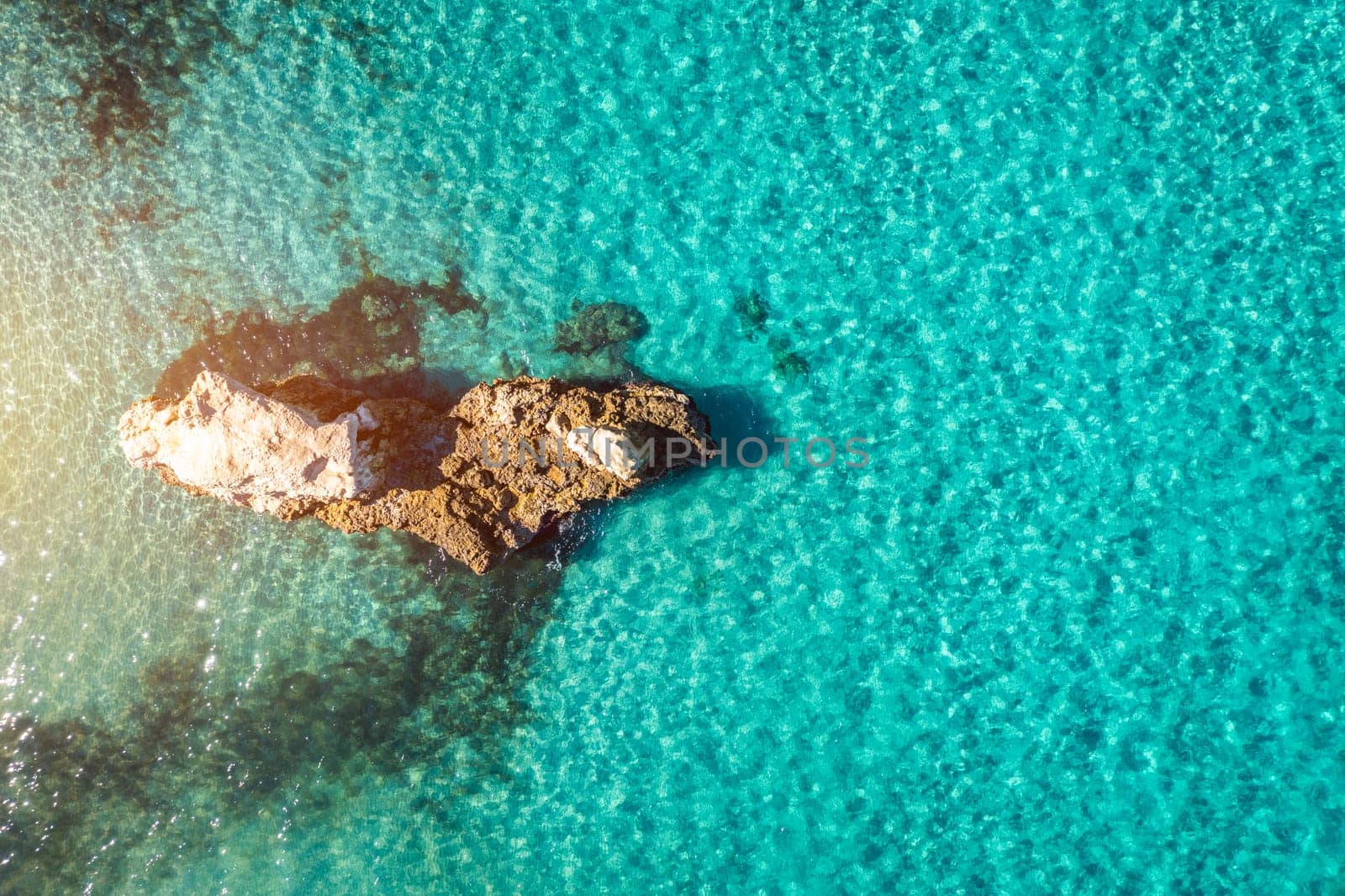 Aerial view of Baia dei Turchi, Puglia region, Italy. Turkish Bay (or Baia dei Turchi), this coast of Apulia is one of the most important ecosystems in Salento, Italy. Seacoast of Baia dei Turchi.