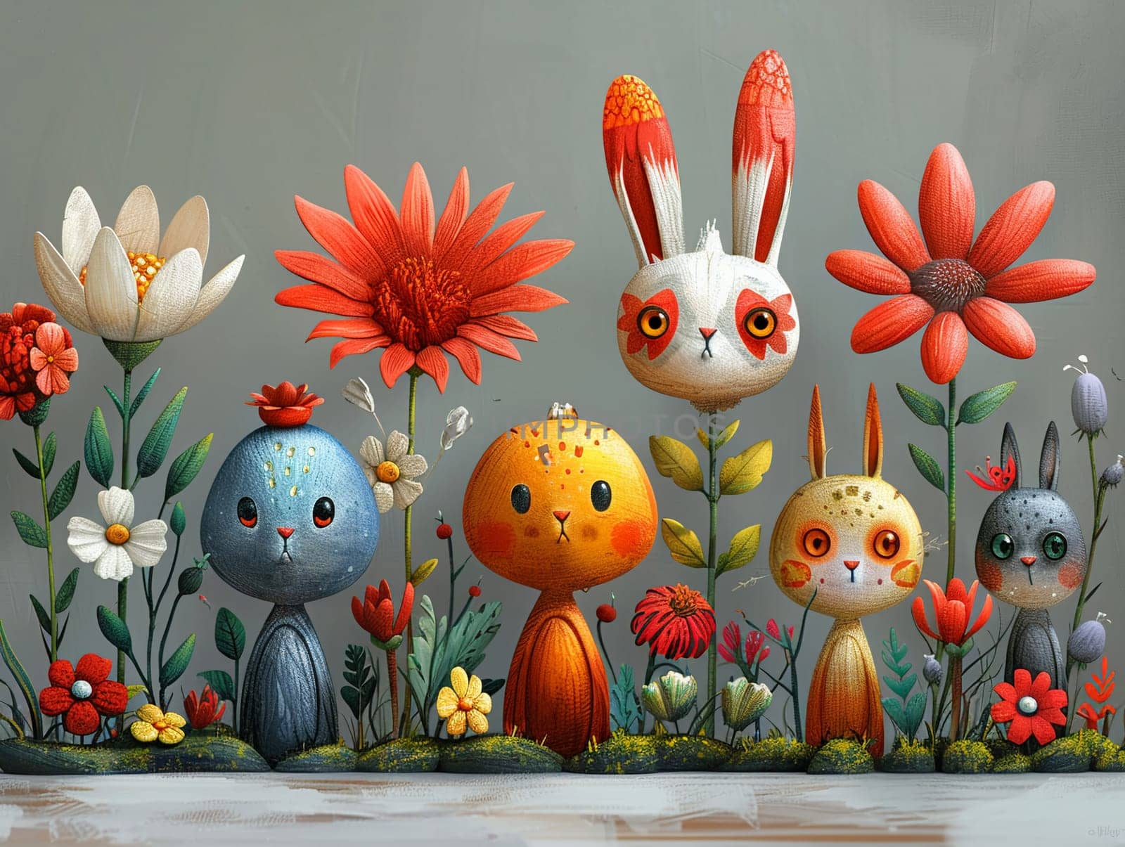 Flower-themed whimsical character designs, creative elements with personalities as vibrant as their floral inspirations.