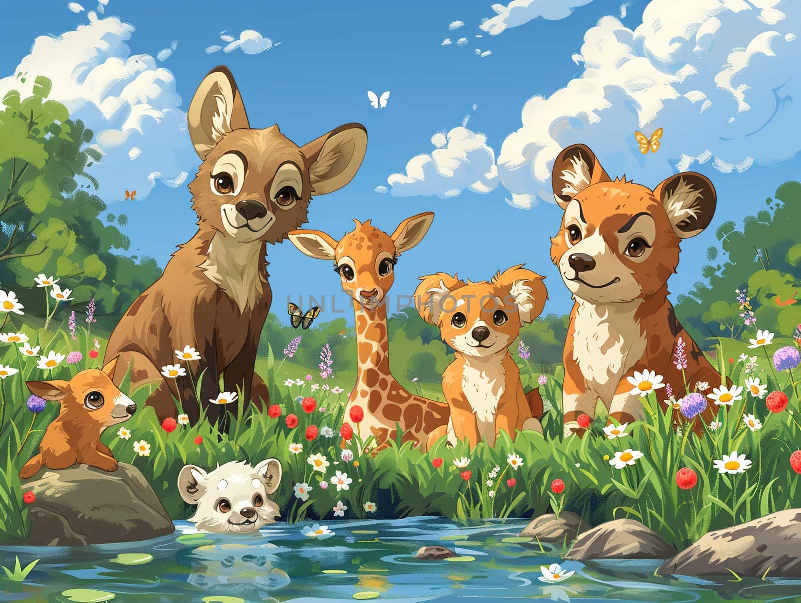 Animal conservation awareness poster, cartoon style designed to educate and inspire care for wildlife.