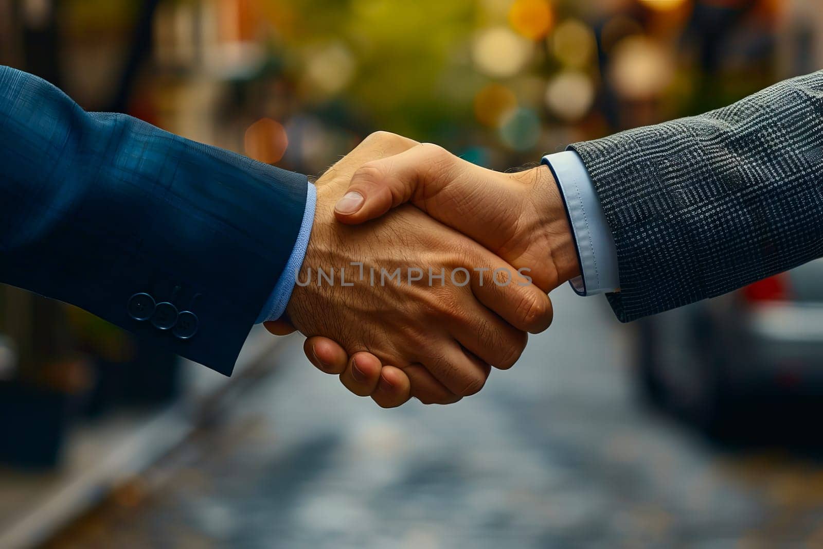 powerful handshake Male businessmen congratulate each other and respect each other