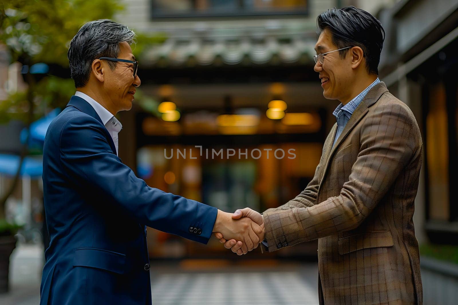 powerful handshake Male businessmen congratulate each other and respect each other