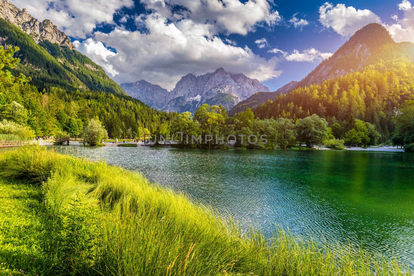Jasna lake with beautiful mountains. Nature scenery in Triglav national park. Location: Triglav national park. Kranjska Gora, Slovenia, Europe. Mountain lake Jasna in Krajsnka Gora, Slovenia.  by DaLiu
