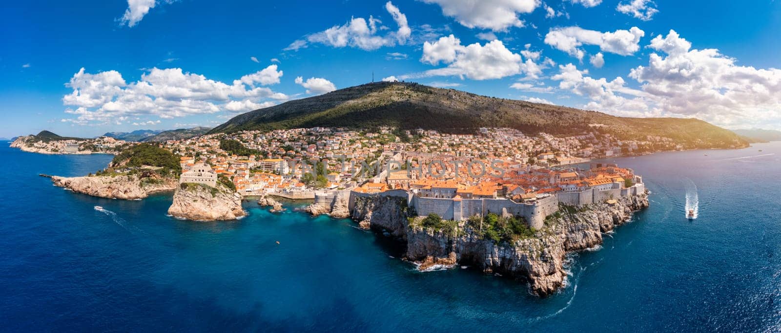 Dubrovnik a city in southern Croatia fronting the Adriatic Sea, Europe. Old city center of famous town Dubrovnik, Croatia. Picturesque view on Dubrovnik old town (medieval Ragusa) and Dalmatian Coast.