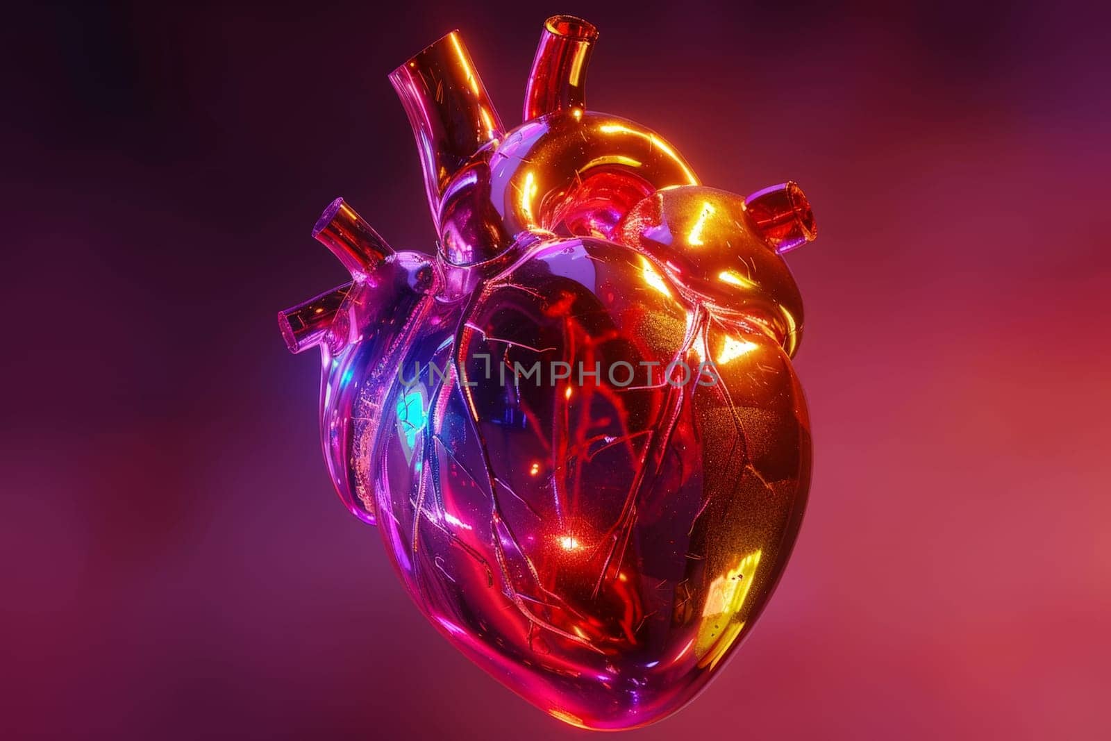A heart with red veins and a red background by matamnad