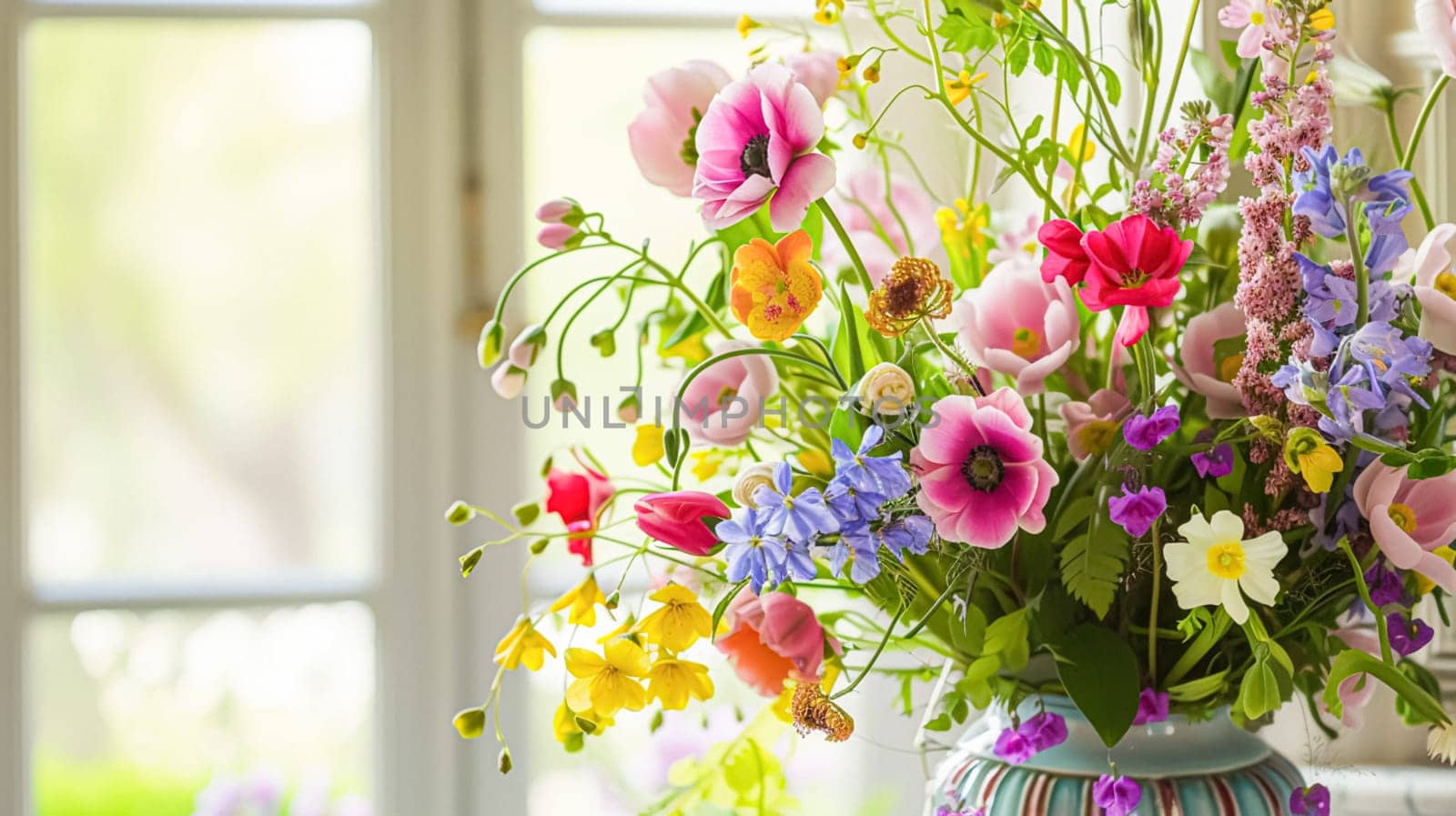 Beautiful bouquet of flowers in a vase. Floral arrangement