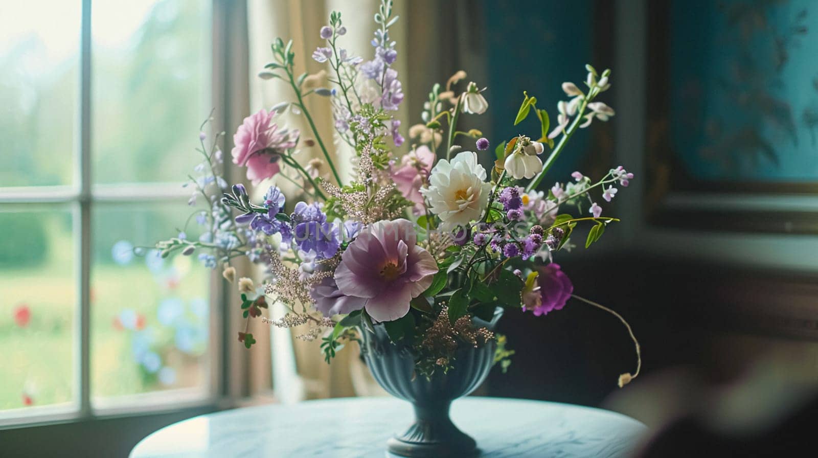 Beautiful bouquet of flowers in a vase. Floral arrangement