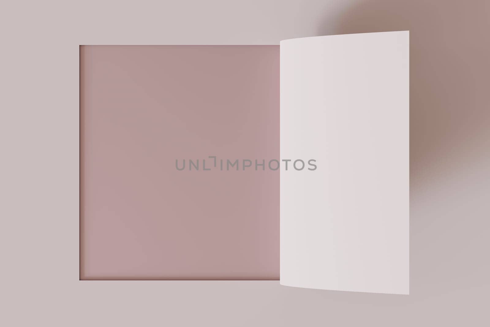 Minimalistic, abstract background, bended paper. Copy space for message, text. Beige, nude colors. Curved, rolled paper backdrop. Perfect for clean, modern design projects. 3D render. by creativebird