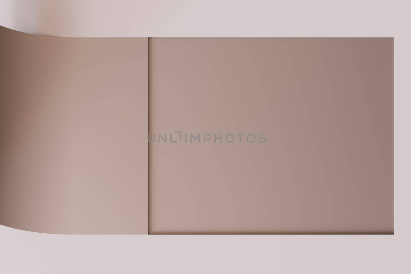 Minimalistic, abstract background, bended paper. Copy space for message, text. Beige, nude colors. Curved, rolled paper backdrop. Perfect for clean, modern design projects. 3D render