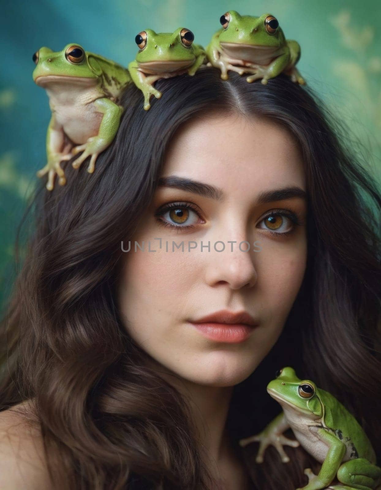 Woman with frogs in her hair. by vicnt